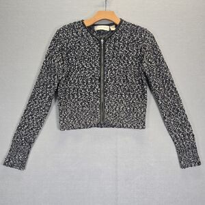Dana Buchman  Tweed Wool  Blazer Jacket Women's Small Black  White Zip